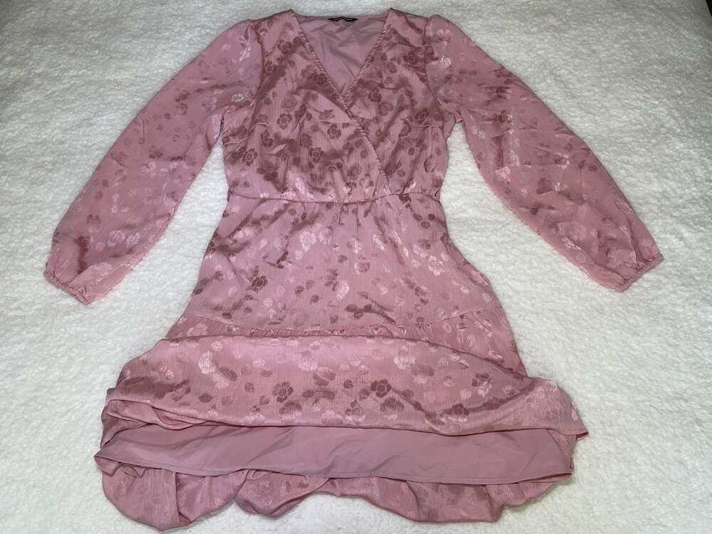 Mascomoda Maxi Dress Womens M Pink Floral Prairie Long Sleeve Church Cottage EUC